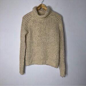 Theory PT (xs Tall) Cream Chunky‎ Cowl Neck Alpaca Wool Sweater CP